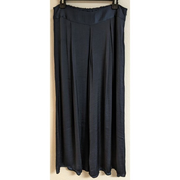 Soft Surroundings Pants - Women's SOFT SURROUNDINGS "Perfect Palazzo" Blue Satin Wide Leg Pants Petite S
